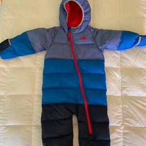The north face lil’ snuggler down suit size 18-24m